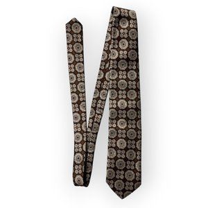 Vintage Dartmouth Clothes Tie Brown Black Cream Pattern Business Fancy Retro